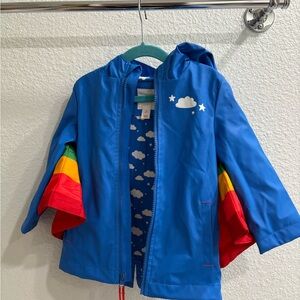 Blue Kids Raincoat with Rainbow Sleeves